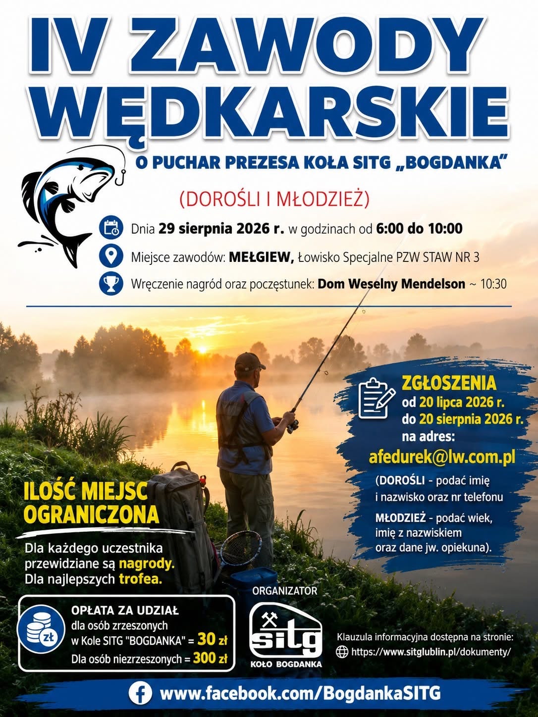 IV ZAWODY WĘDKARSKIE O PUCHAR PREZESA KOŁA SITG „BOGDANKA”